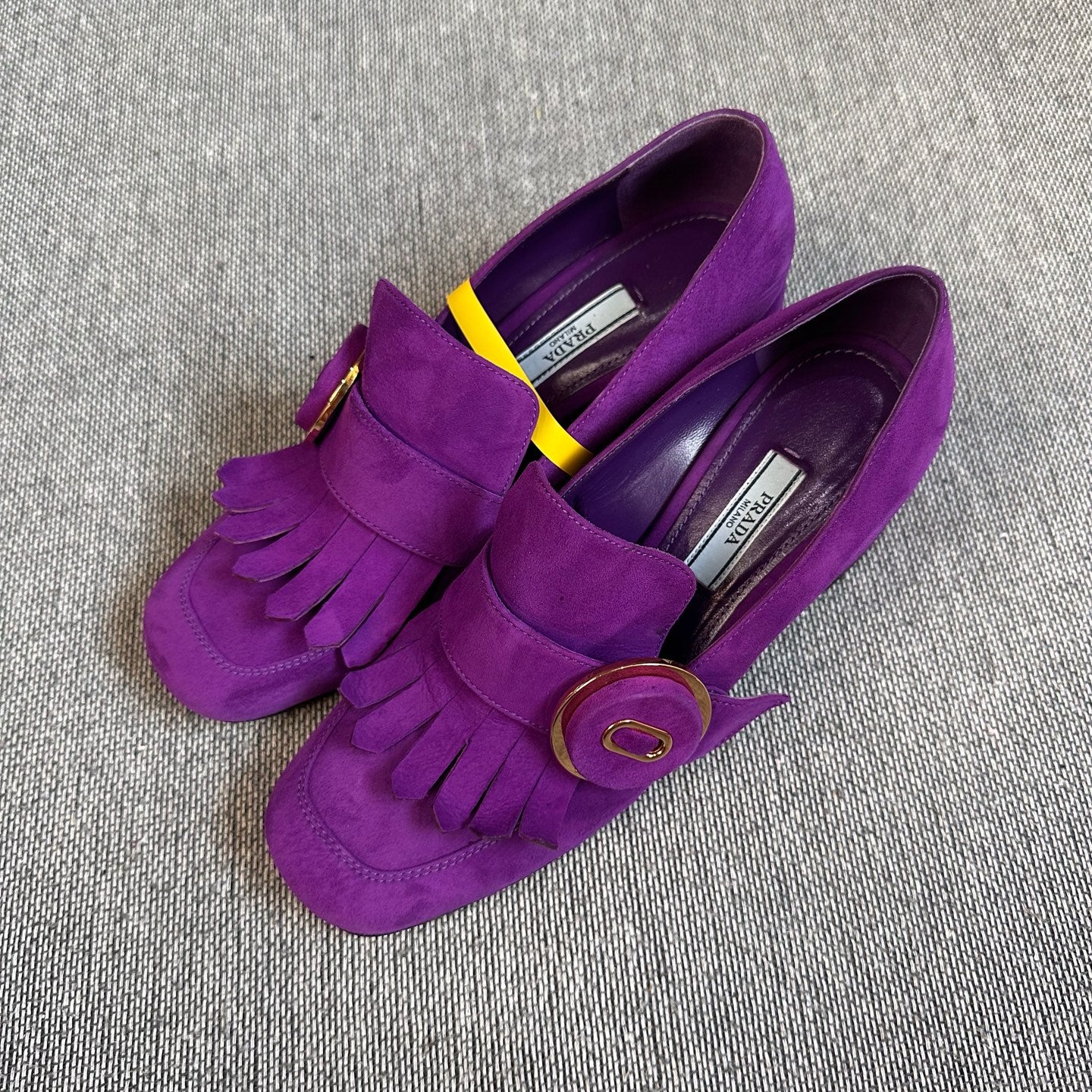 Prada Alcantara Purple Loafers