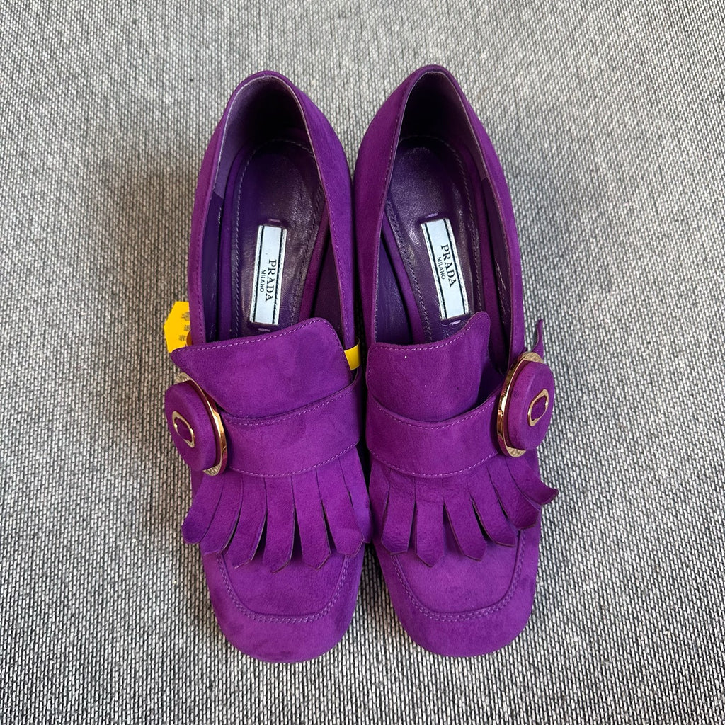 Prada Alcantara Purple Loafers