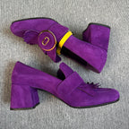 Prada Alcantara Purple Loafers