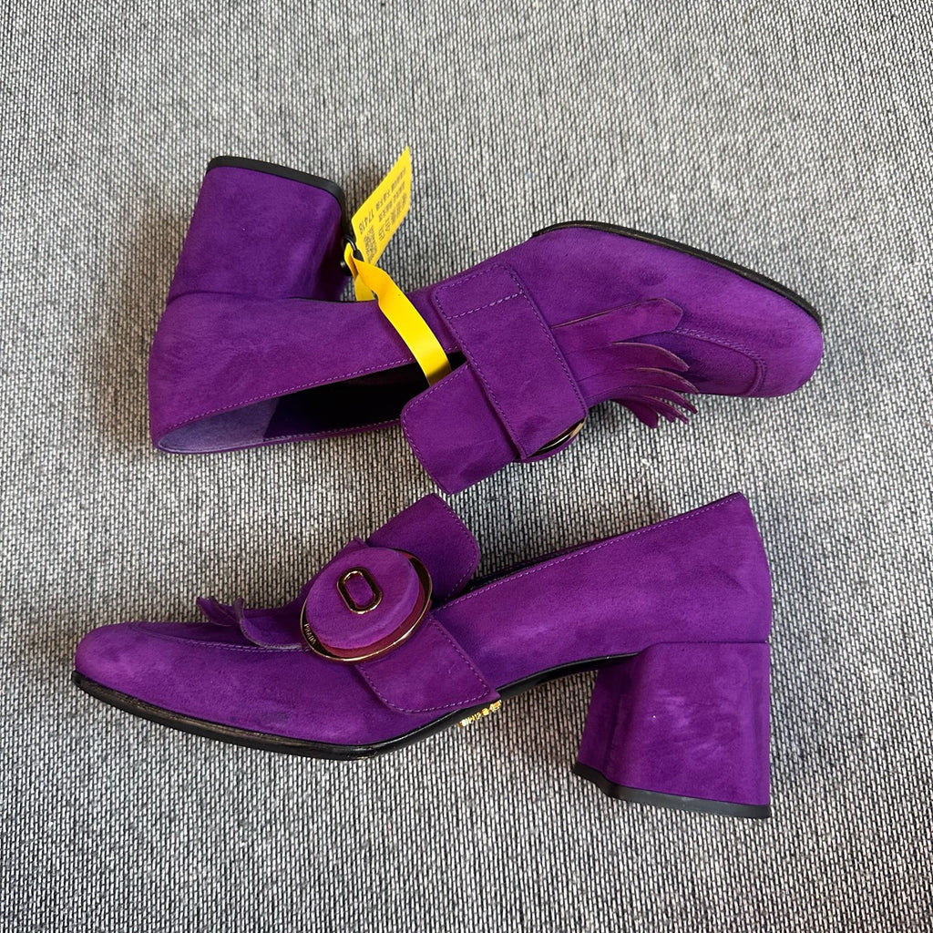 Prada Alcantara Purple Loafers