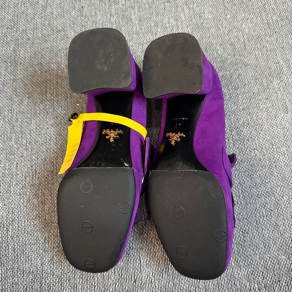 Prada Alcantara Purple Loafers
