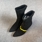 空白 Alcantara Black Ankle boots