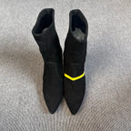 空白 Alcantara Black Ankle boots