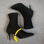 空白 Alcantara Black Ankle boots