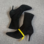 空白 Alcantara Black Ankle boots