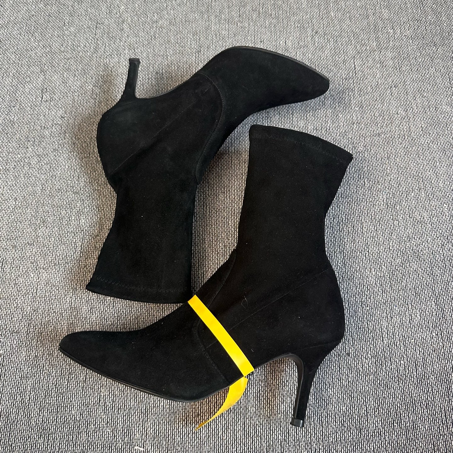 空白 Alcantara Black Ankle boots