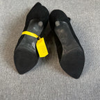 空白 Alcantara Black Ankle boots