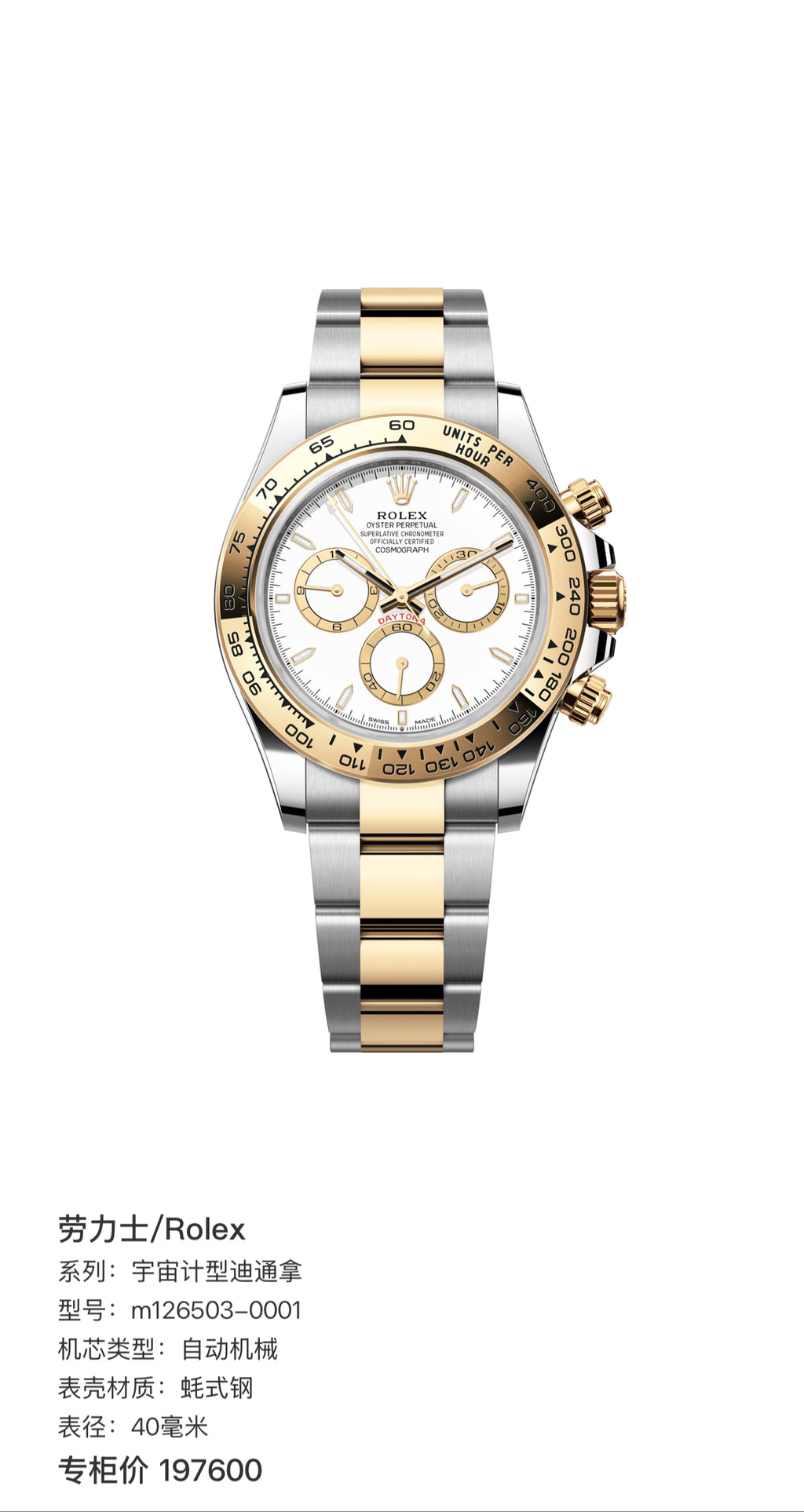 Rolex Cosmograph Daytona 40 millimeters m126503-0001