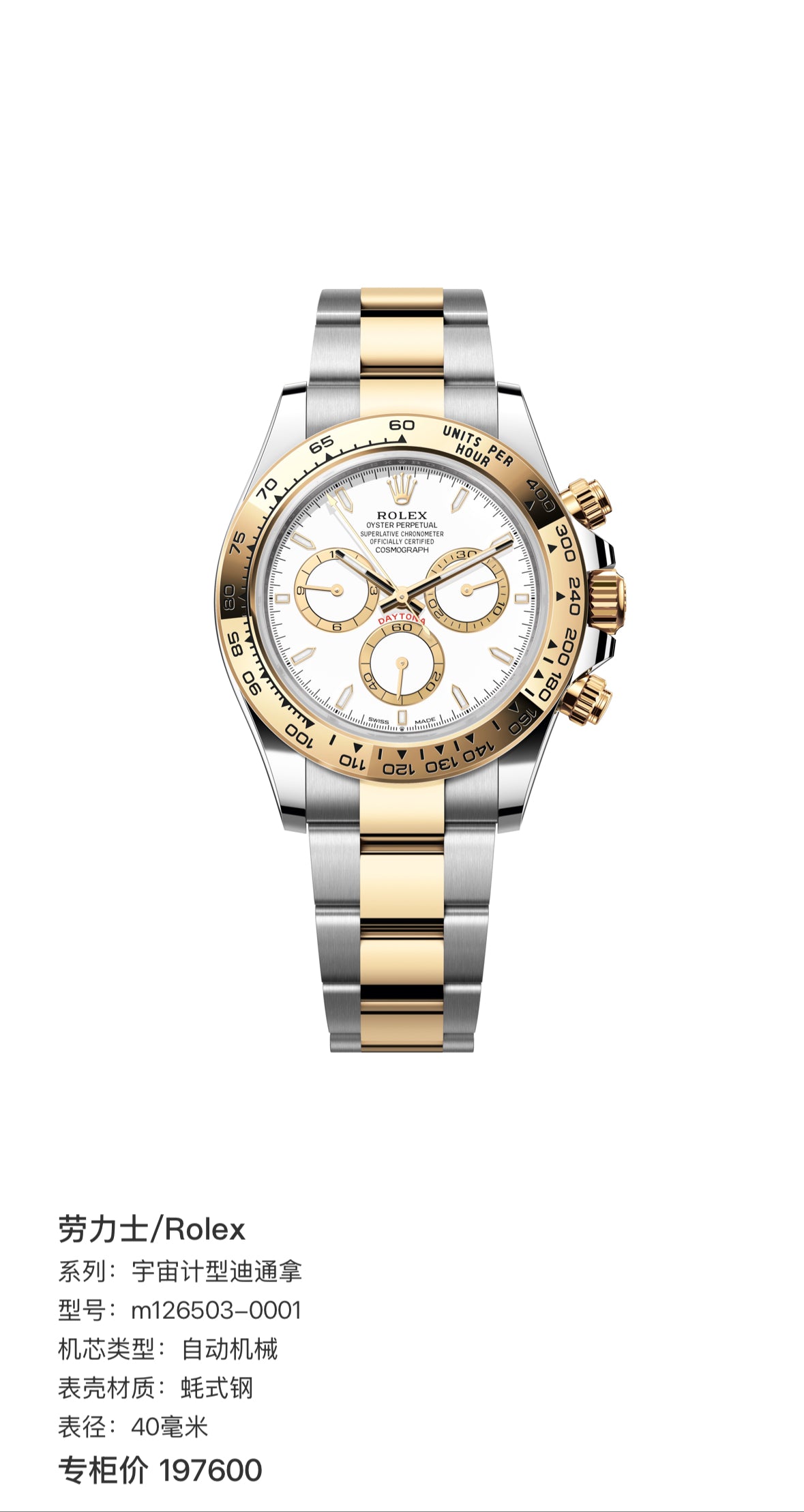 Rolex Cosmograph Daytona 40 millimeters m126503-0001