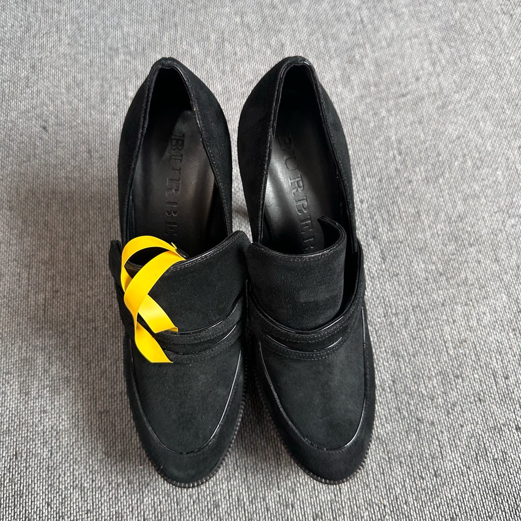 Burberry Alcantara Black Platform pumps
