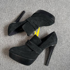 Burberry Alcantara Black Platform pumps