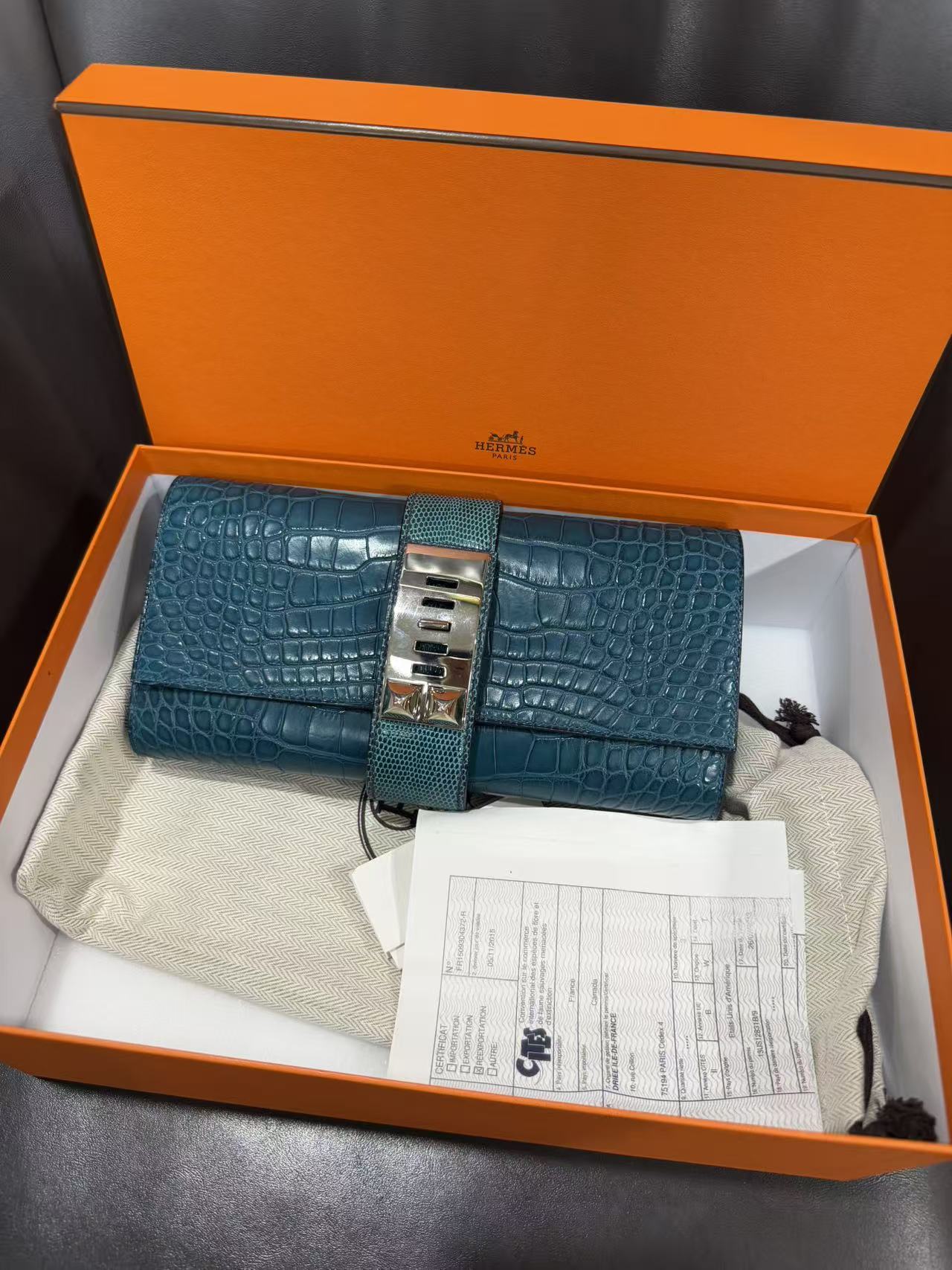 Hermes Blue Clutch