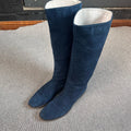 空白 Alcantara Blue Ankle boots
