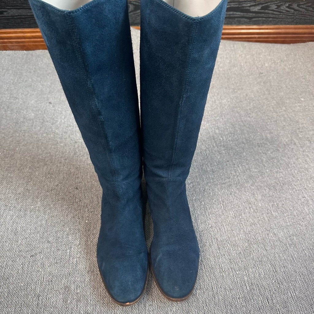 空白 Alcantara Blue Ankle boots