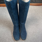 空白 Alcantara Blue Ankle boots