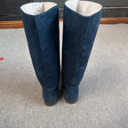 空白 Alcantara Blue Ankle boots