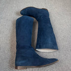 空白 Alcantara Blue Ankle boots