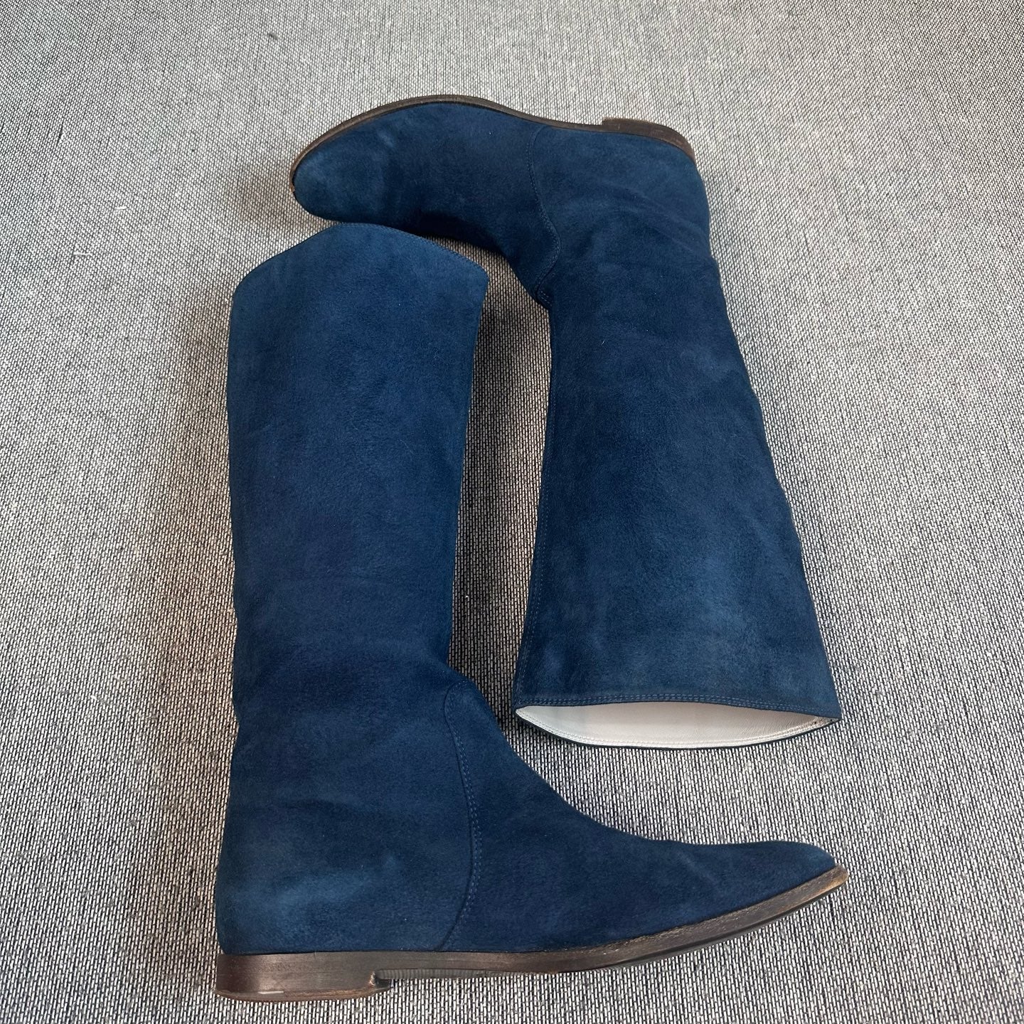 空白 Alcantara Blue Ankle boots