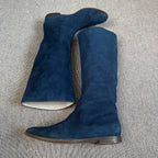 空白 Alcantara Blue Ankle boots