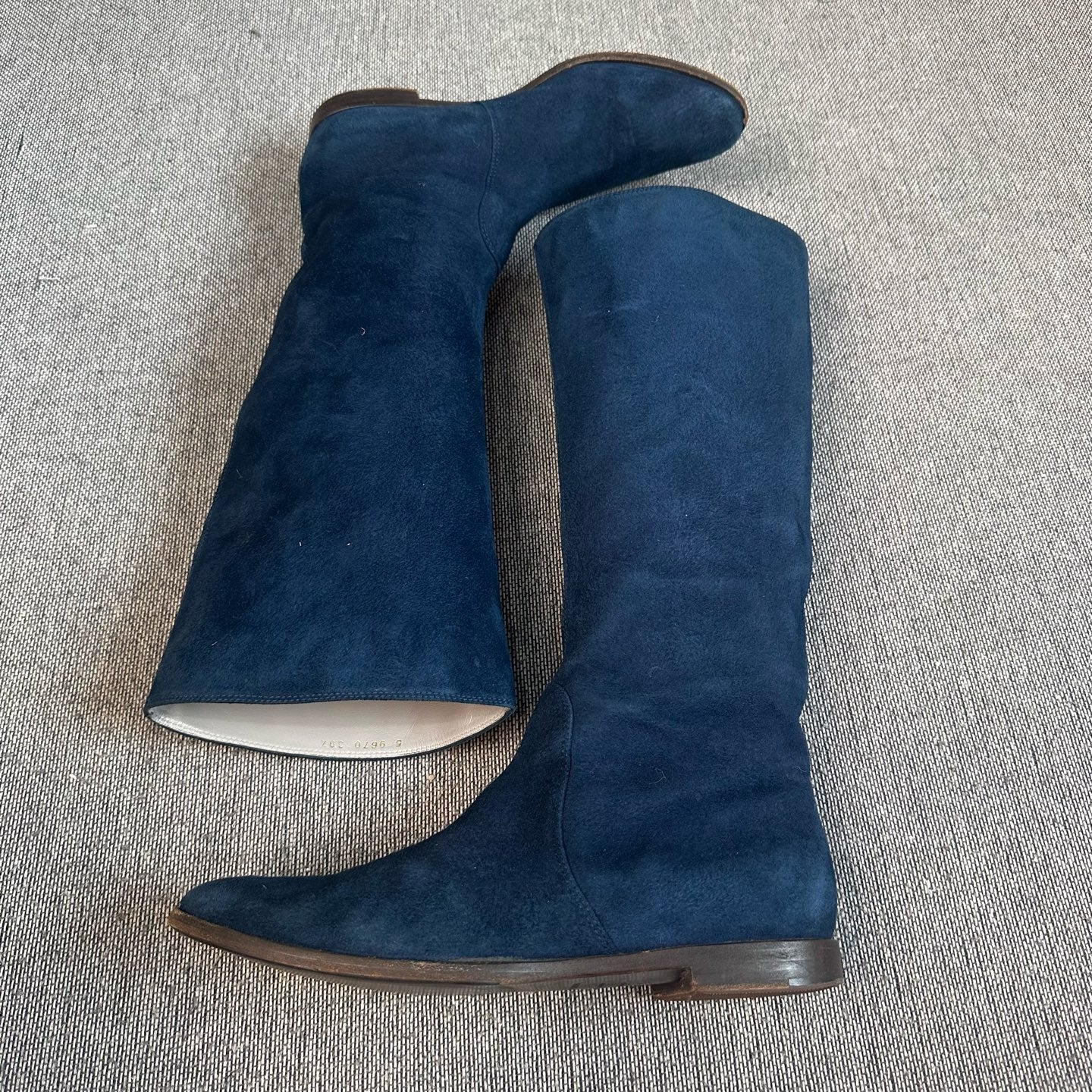空白 Alcantara Blue Ankle boots