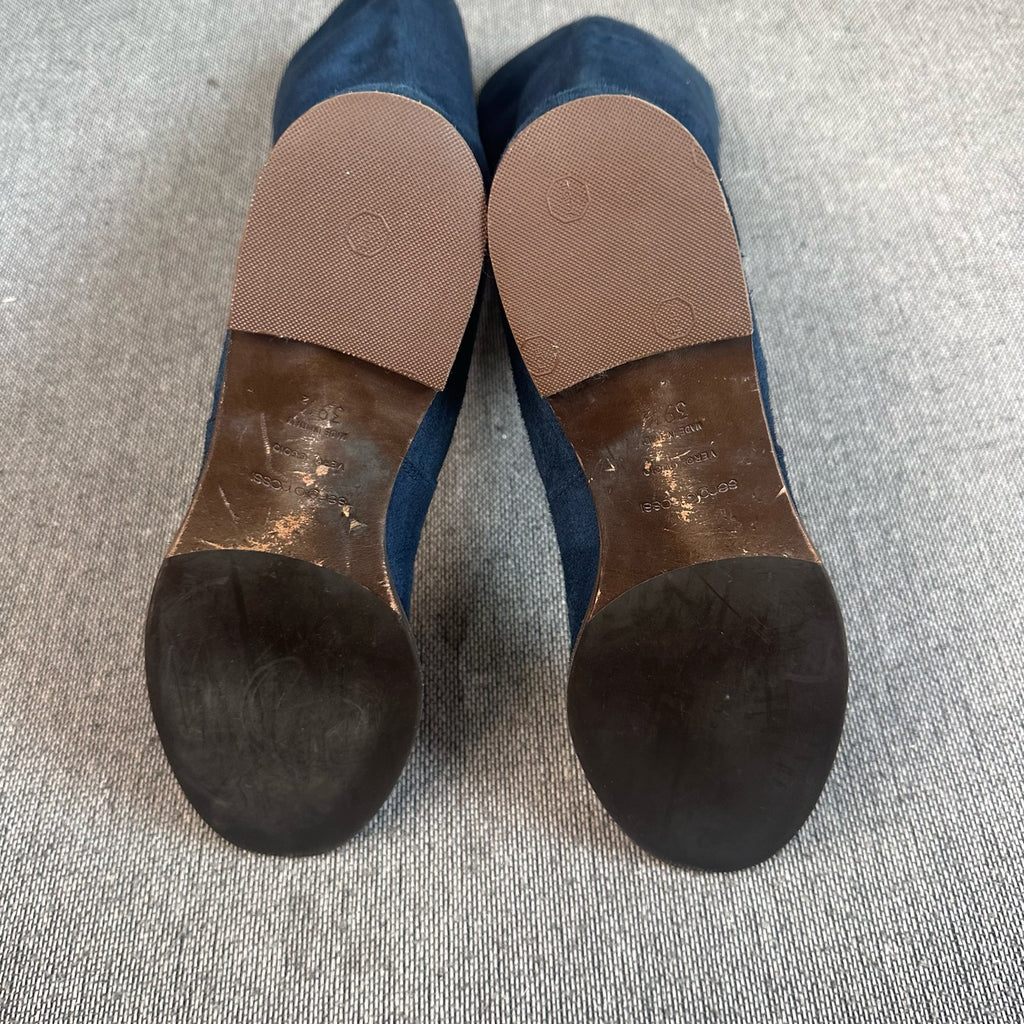 空白 Alcantara Blue Ankle boots