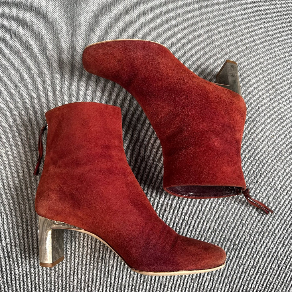 Miu Miu Alcantara Red Ankle boots
