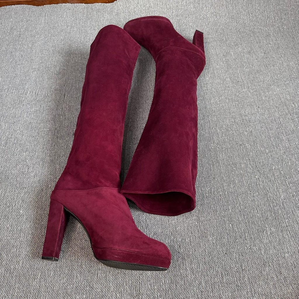 sw Alcantara Red Platform pumps
