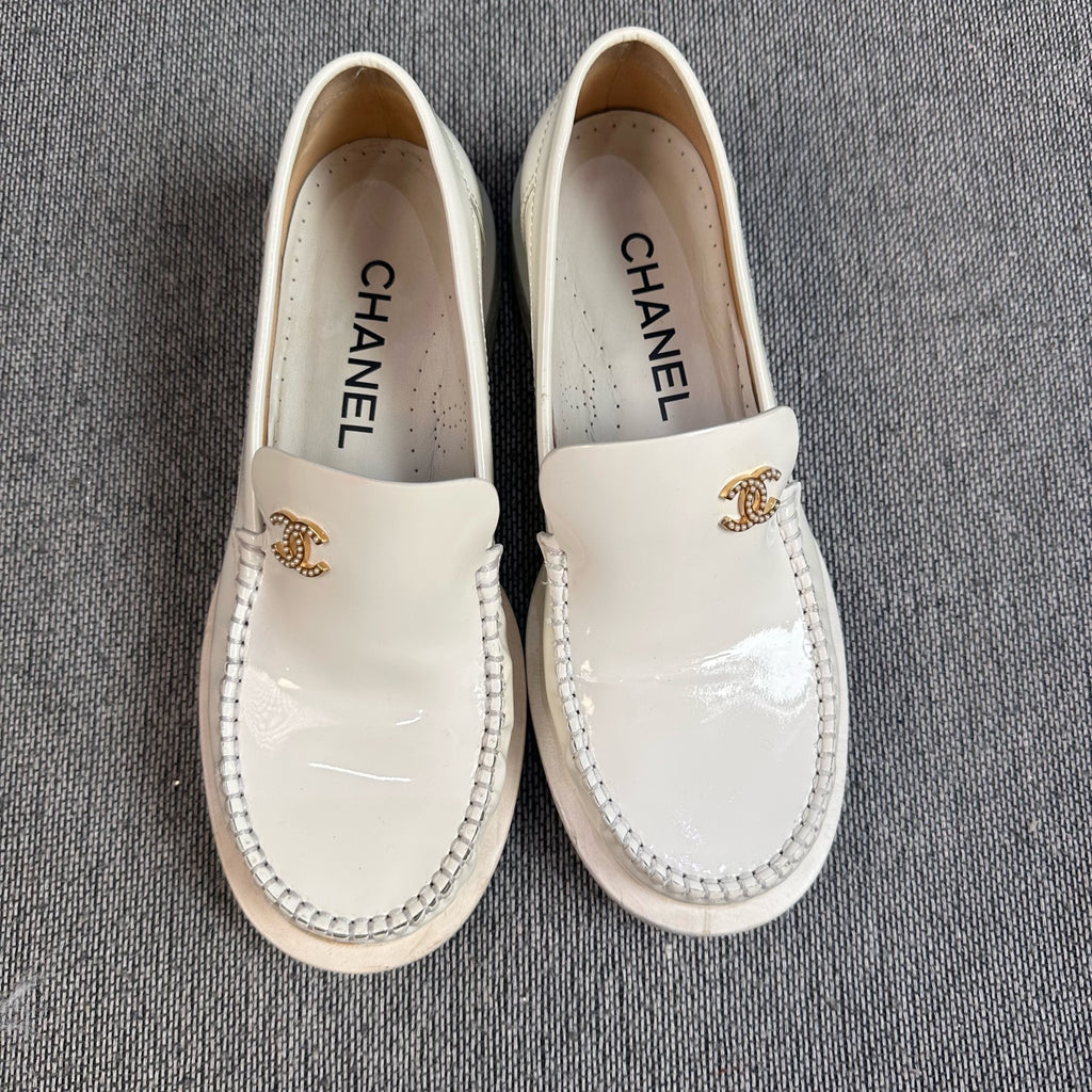 Chanel White Loafers