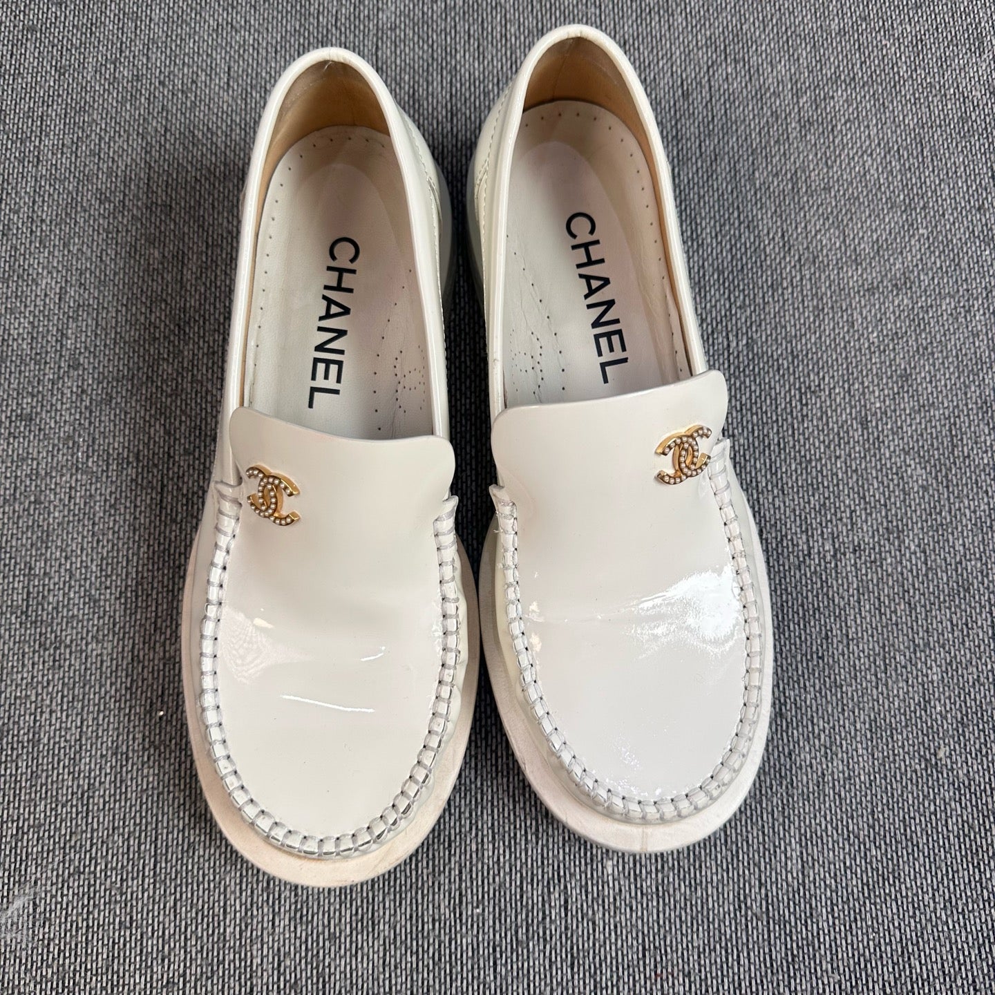Chanel White Loafers