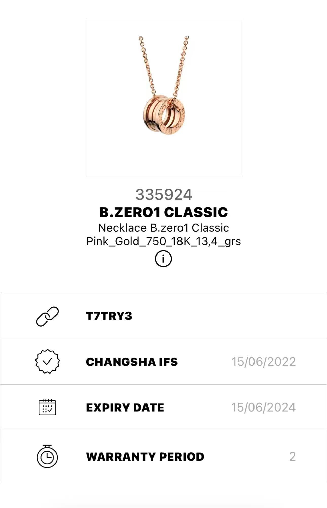 Bvlgari Rose gold Necklace