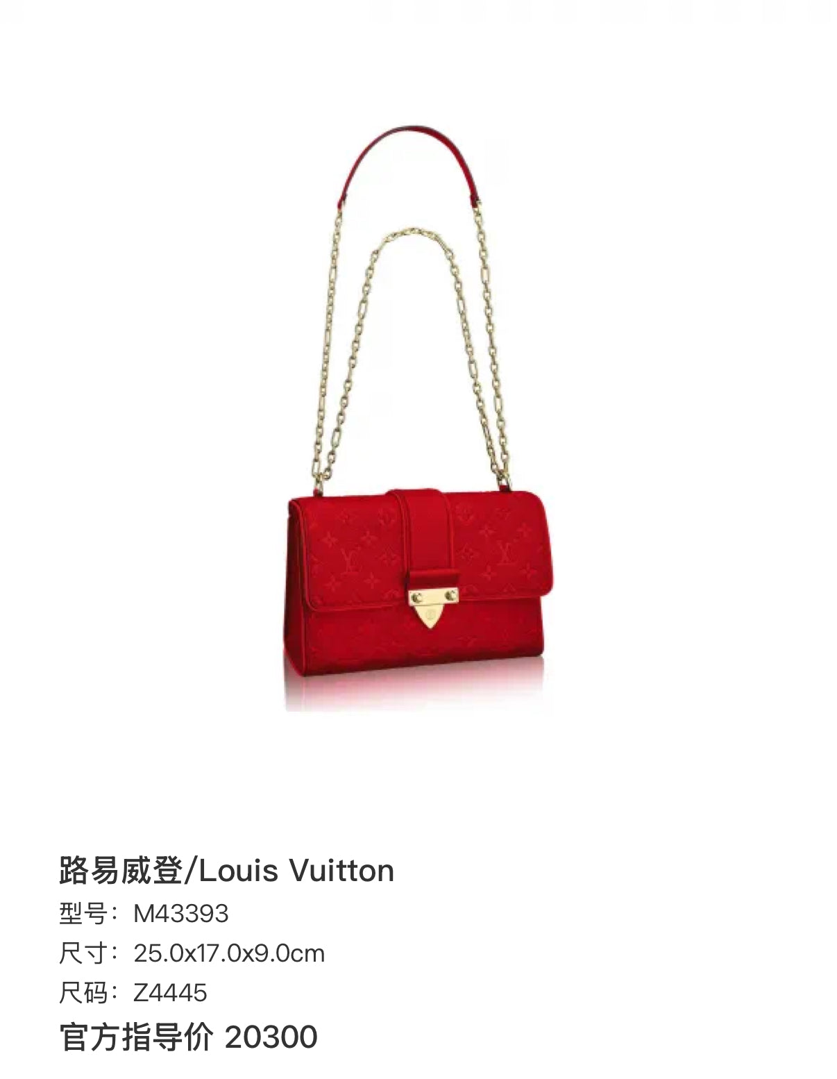 Louis Vuitton Red Crossbody 25.0x17.0x9.0cm M43393