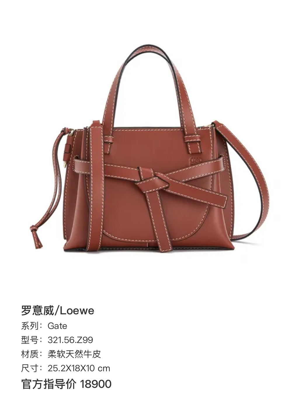Loewe Gate Brown Tote 25.2X18X10 cm 321.56.Z99