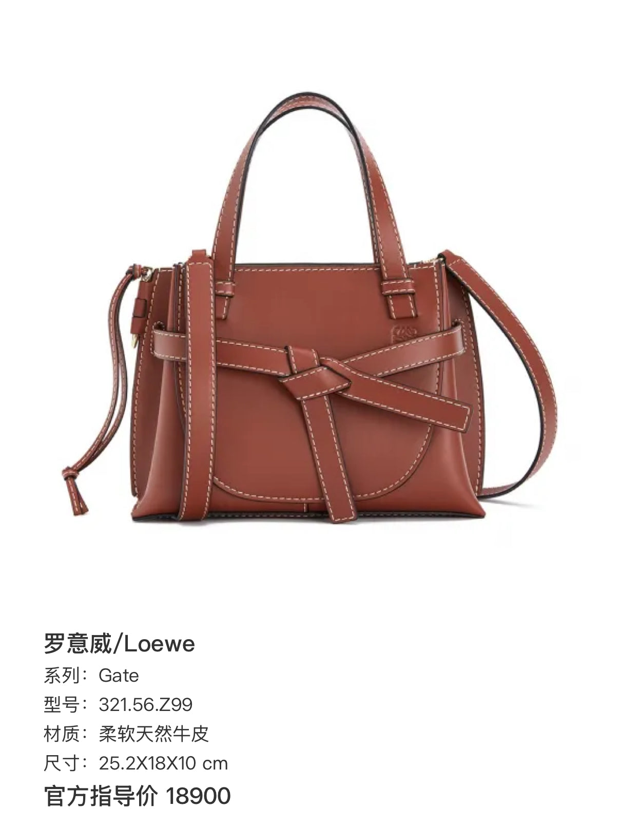 Loewe Gate Brown Tote 25.2X18X10 cm 321.56.Z99