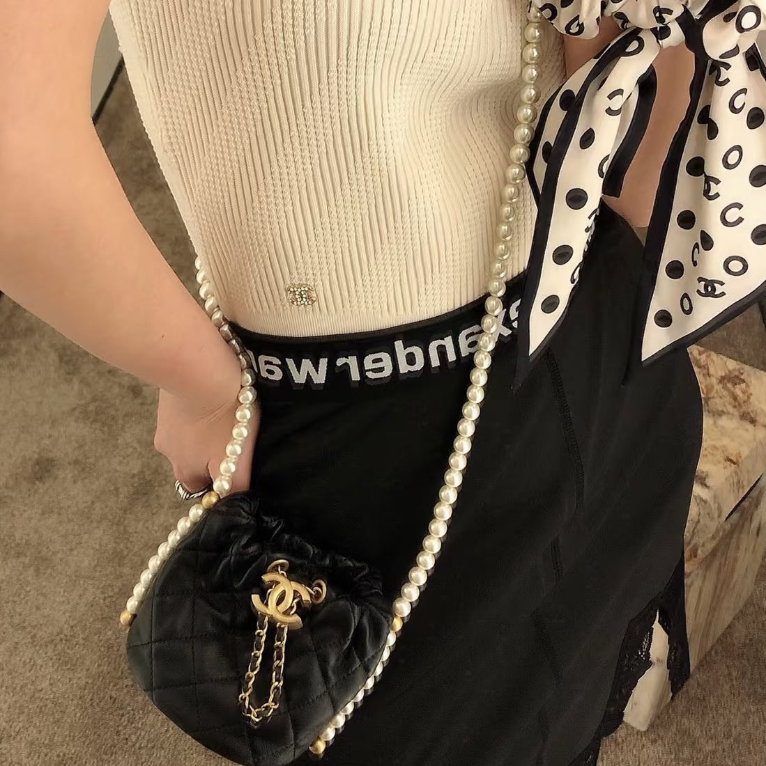 Chanel Black Bucket & Drawstring Bag