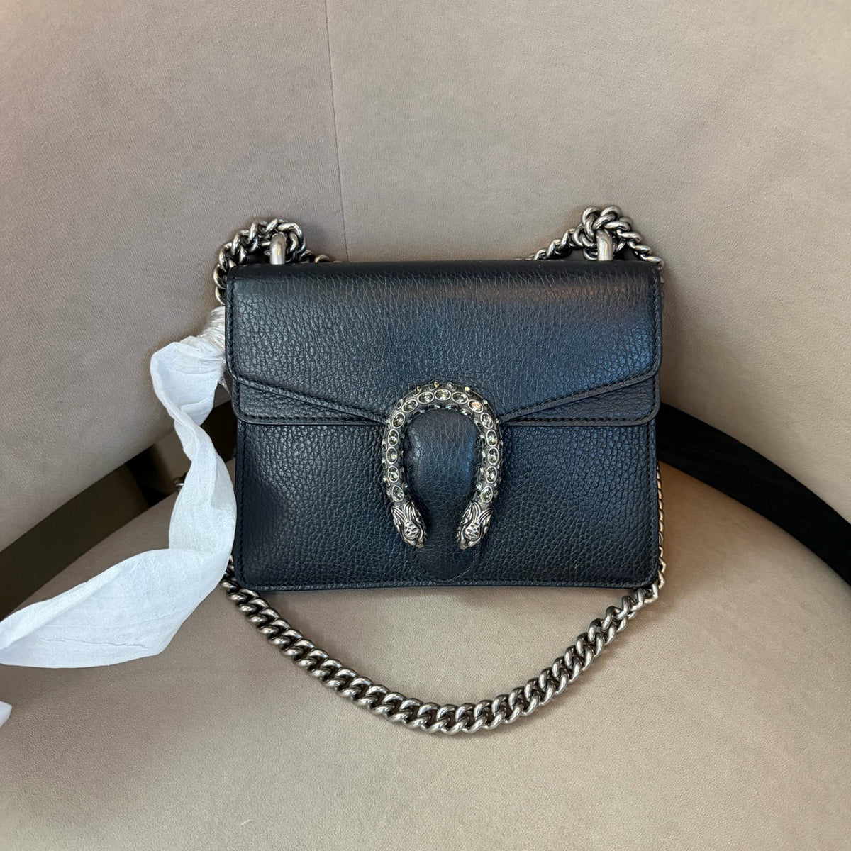 Gucci Dionysus Collection Leather Black Backpack 20 cm (width) x 15.5 cm (height) x 5 cm (depth) 421970 CAOGN 8176