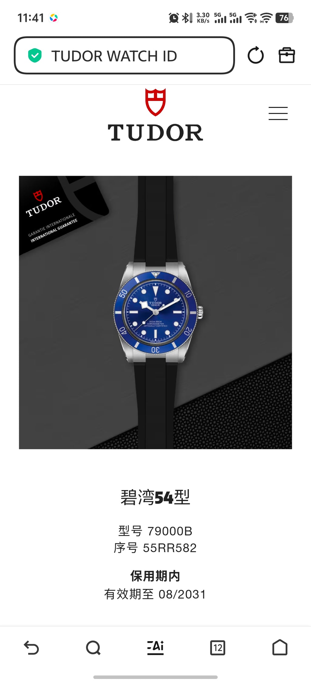 Tudor Biyuan Type 54 37 millimeters