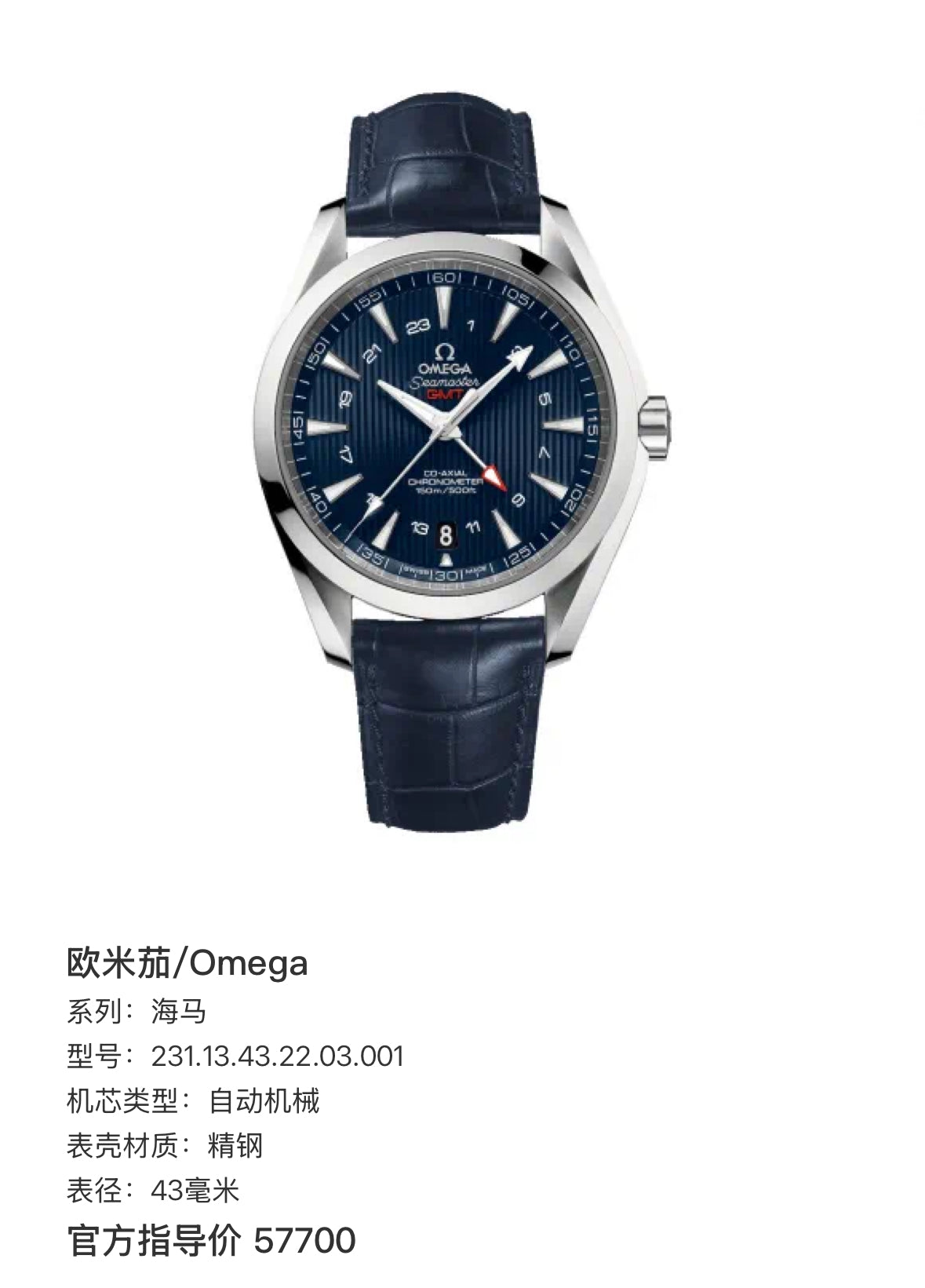 Omega Seahorse 43 millimeters 231.13.43.22.03.001