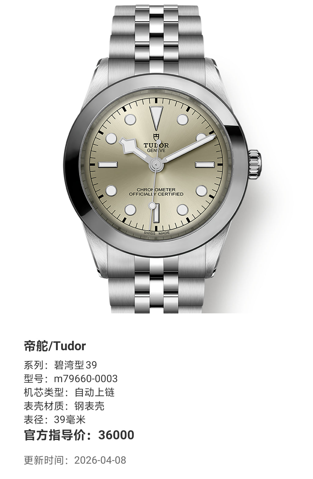 Tudor Biyuan Style 39 39 millimeters m79660-0003