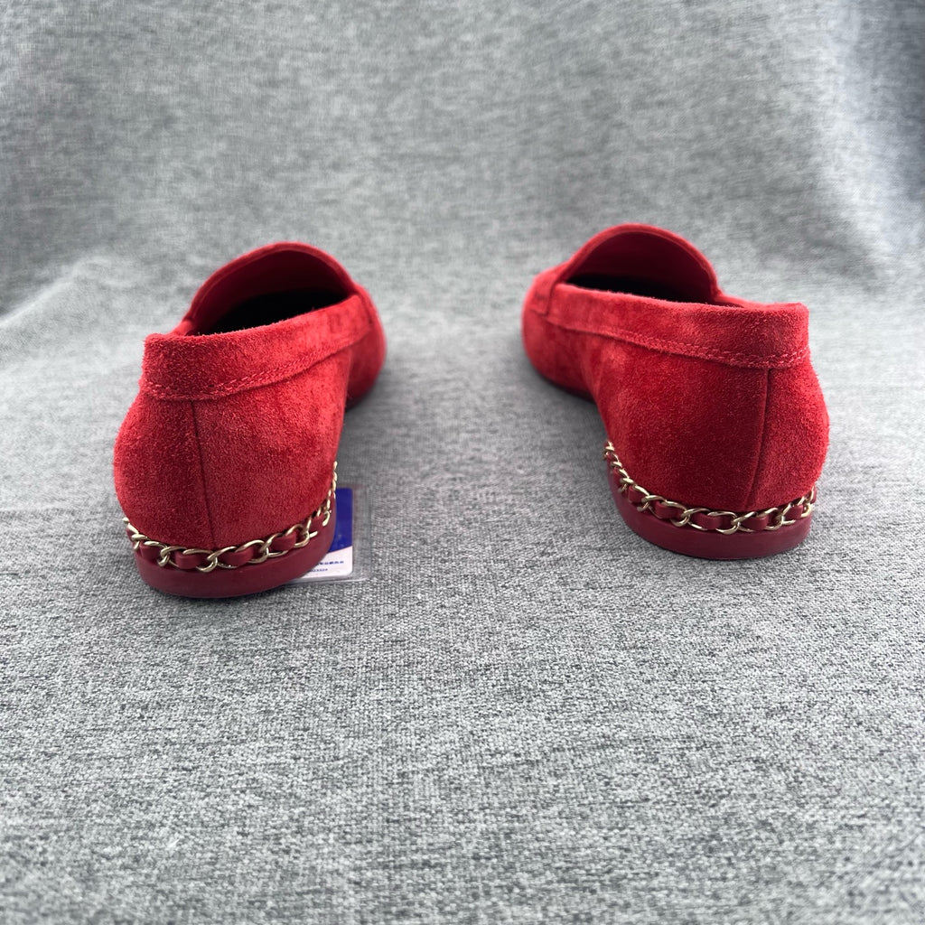 Chanel Red Loafers