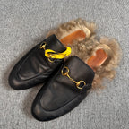 空白 Leather Black Flip flop