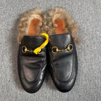 空白 Leather Black Flip flop