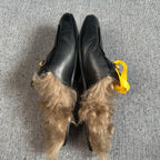 空白 Leather Black Flip flop