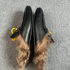 空白 Leather Black Flip flop