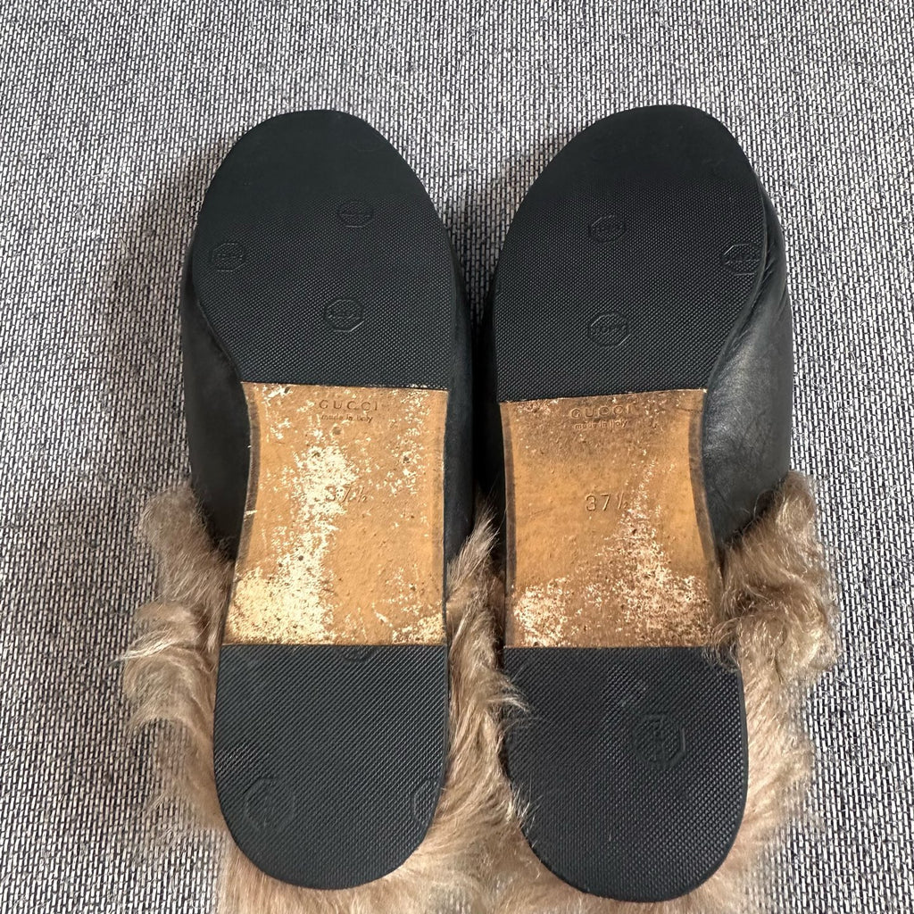 空白 Leather Black Flip flop