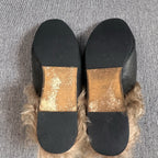 空白 Leather Black Flip flop