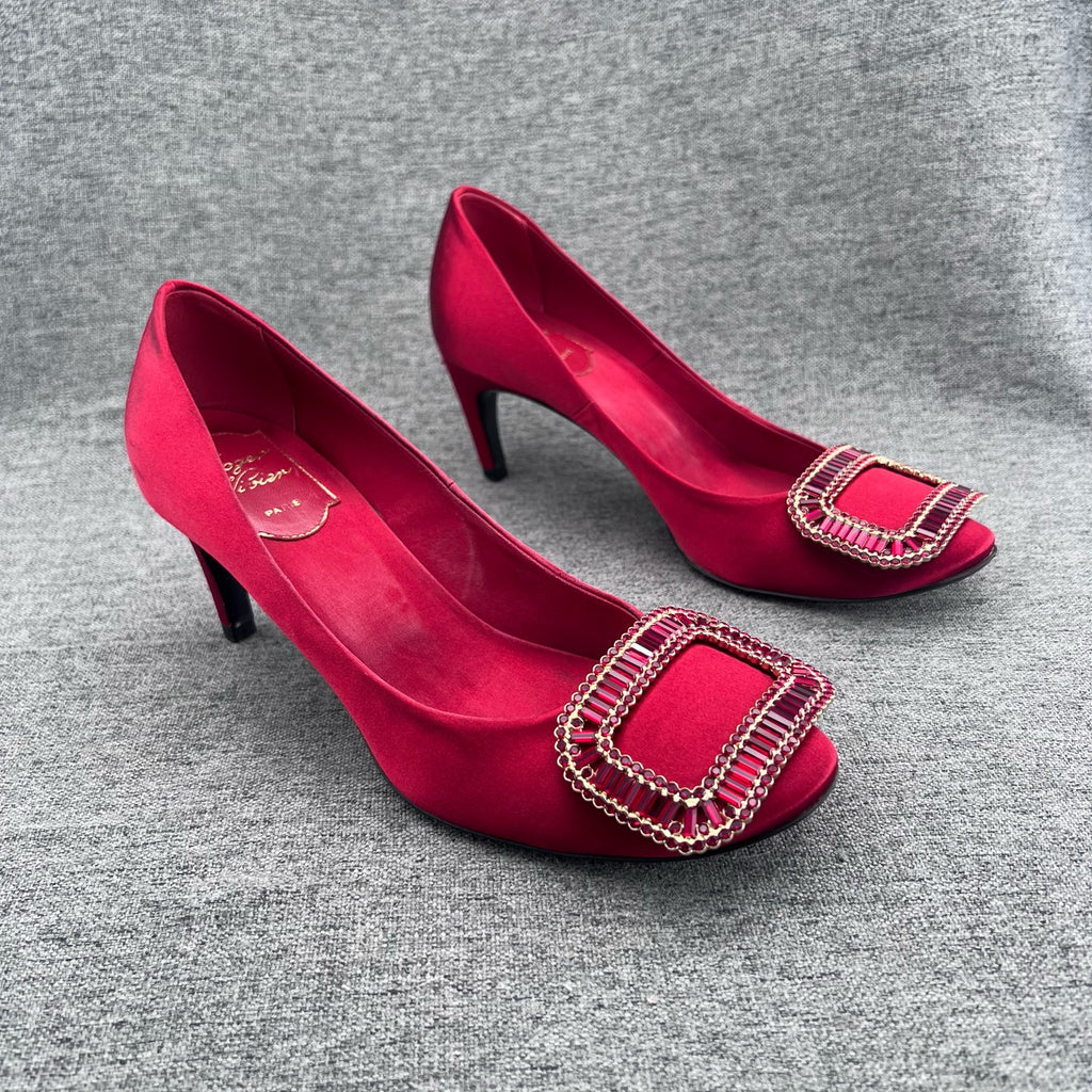 roger vivier Velvet Red High heels