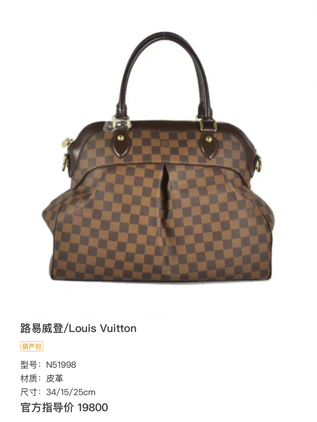 Louis Vuitton Leather 34/15/25cm N51998