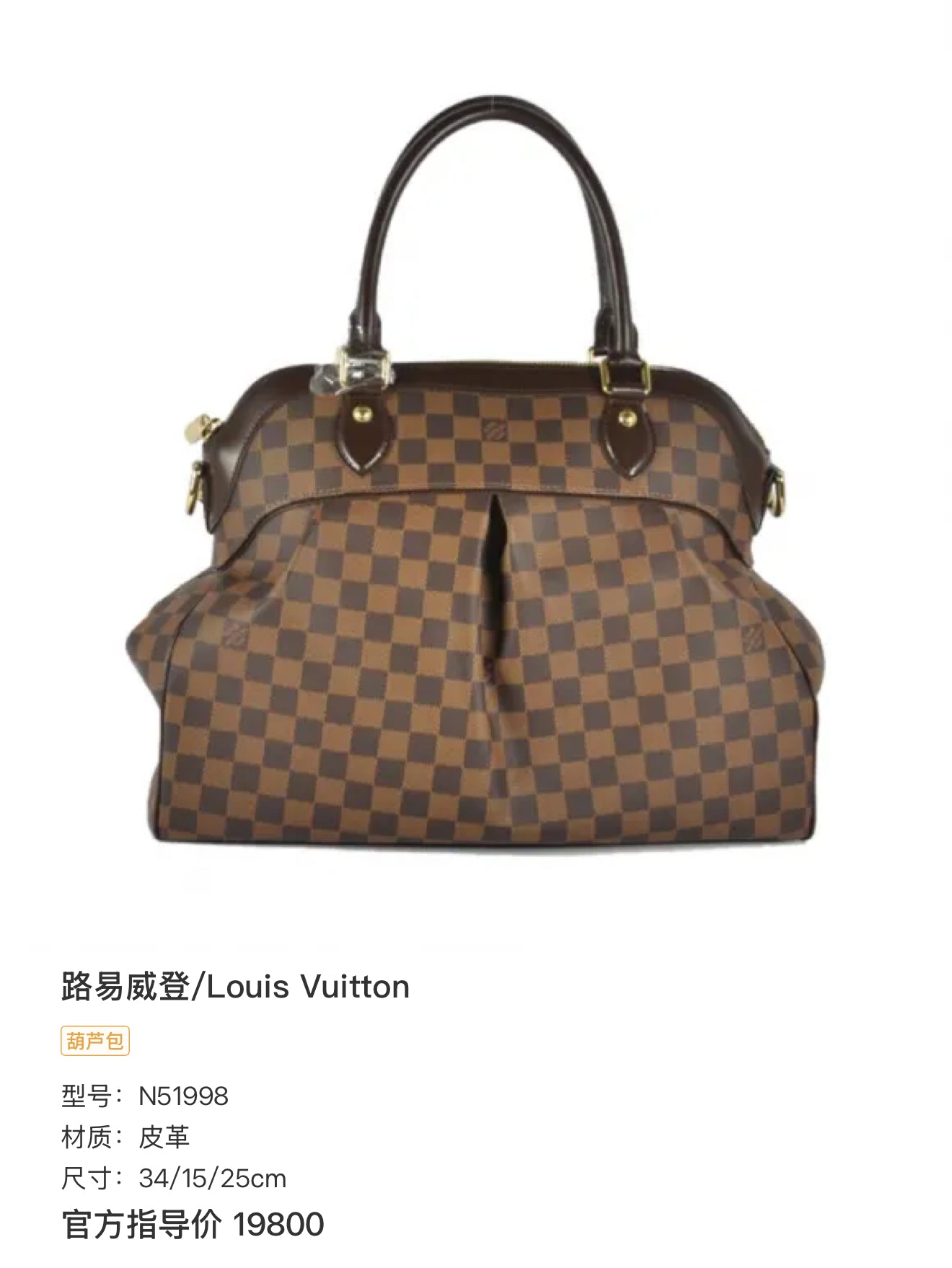 Louis Vuitton Leather 34/15/25cm N51998