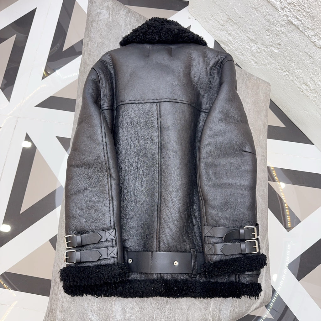 acne studios Leather Black Coat