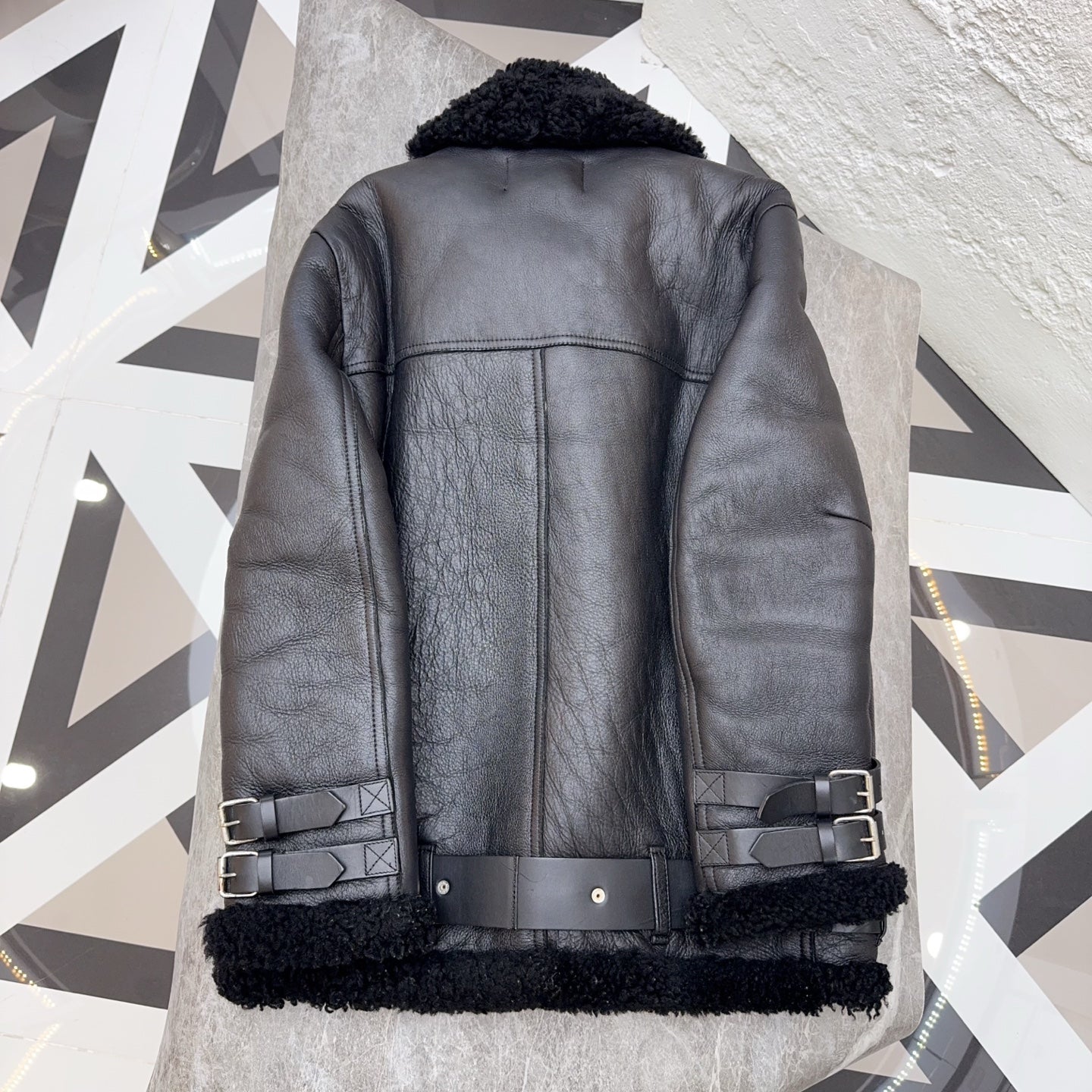 acne studios Leather Black Coat